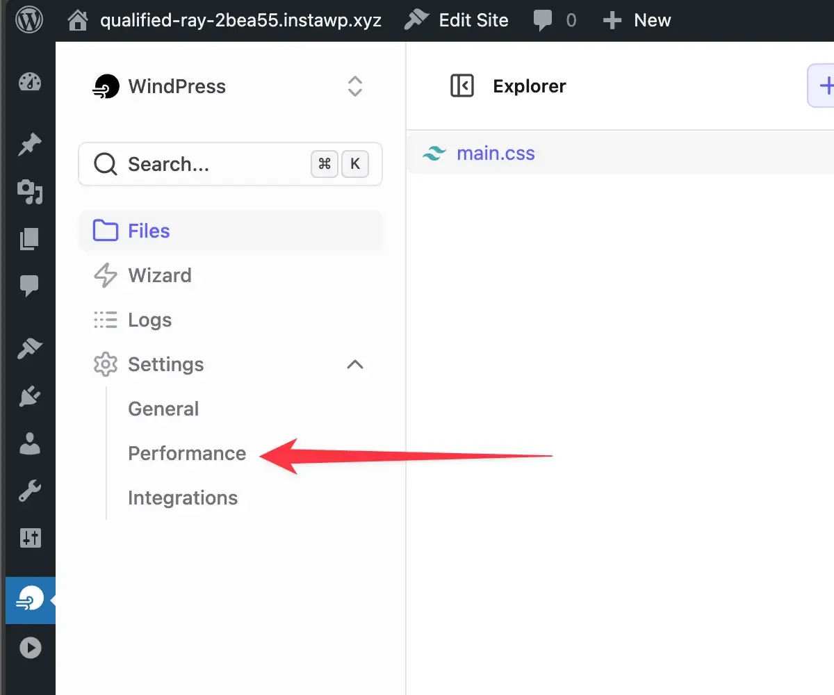 Switch to Performance submenu