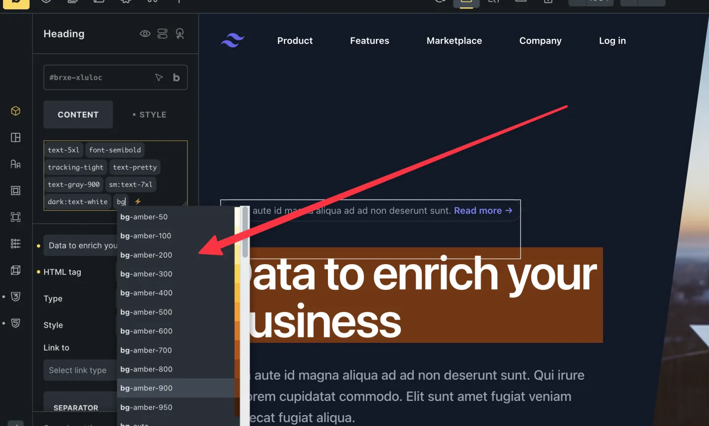 Autocomplete class names