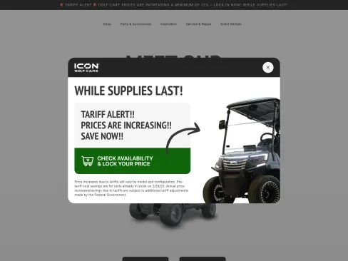 Screenshot of icongolfcartsusa.com